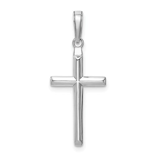 14k White Gold Hollow Cross Pendant