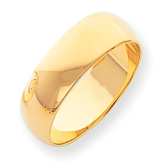 14k Yellow Gold 7mm Comfort-Fit Light-Weight Wedding Band