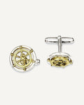 Sterling Silver Vermeil Sailor Wheel Cufflinks
