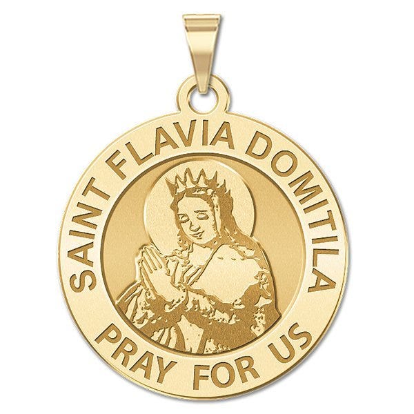 Saint Flavia Domitila Round Religious Medal  "EXCLUSIVE"