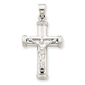 14k White Gold Reversible Hollow Crucifix /Cross Pendant