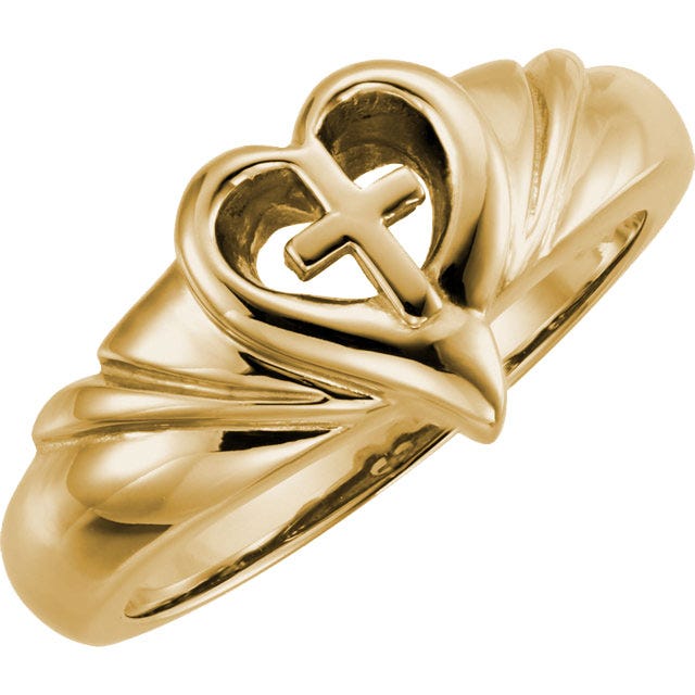 Heart & Cross Ring