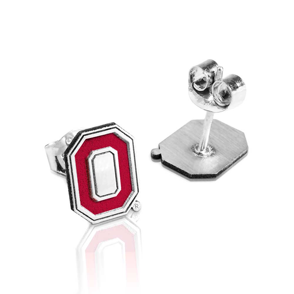 Pair Of Color Enamel Ohio State O Logo Earrings