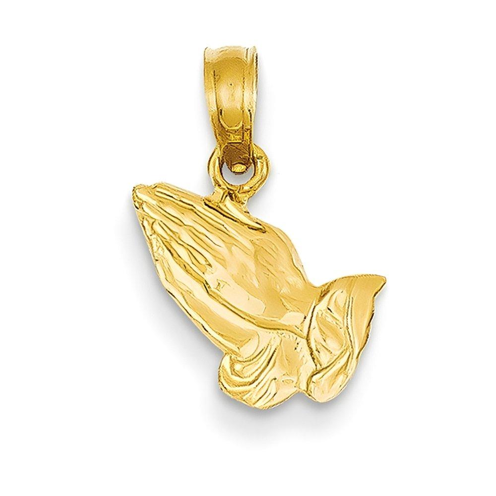 14K Yellow Gold Praying Hands Pendant