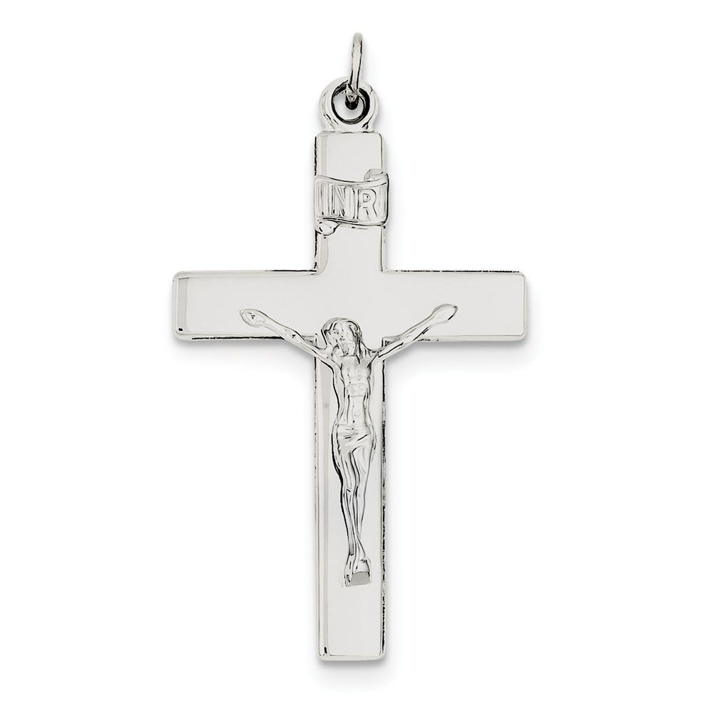 Sterling Silver Rhodium-plated Crucifix Pendant
