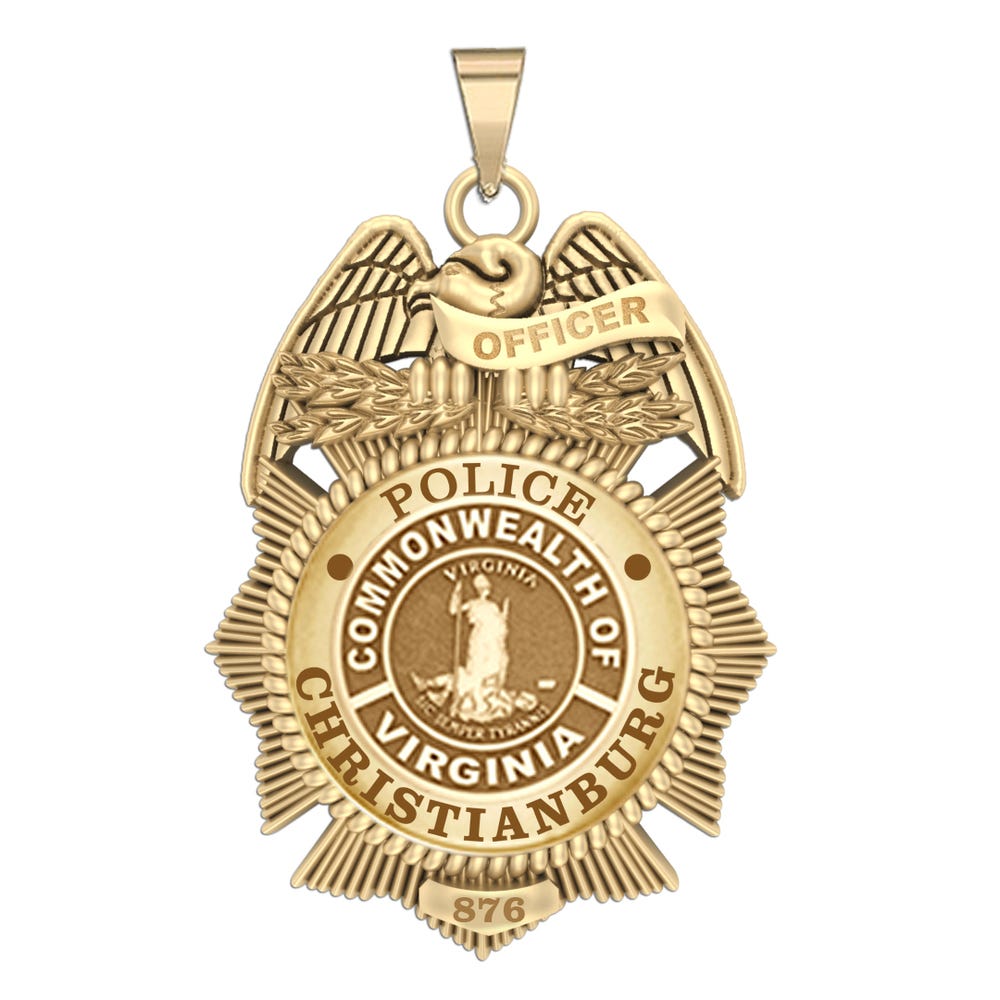 Personalized Christianburg Virginia Police Badge with Your Rank and Number