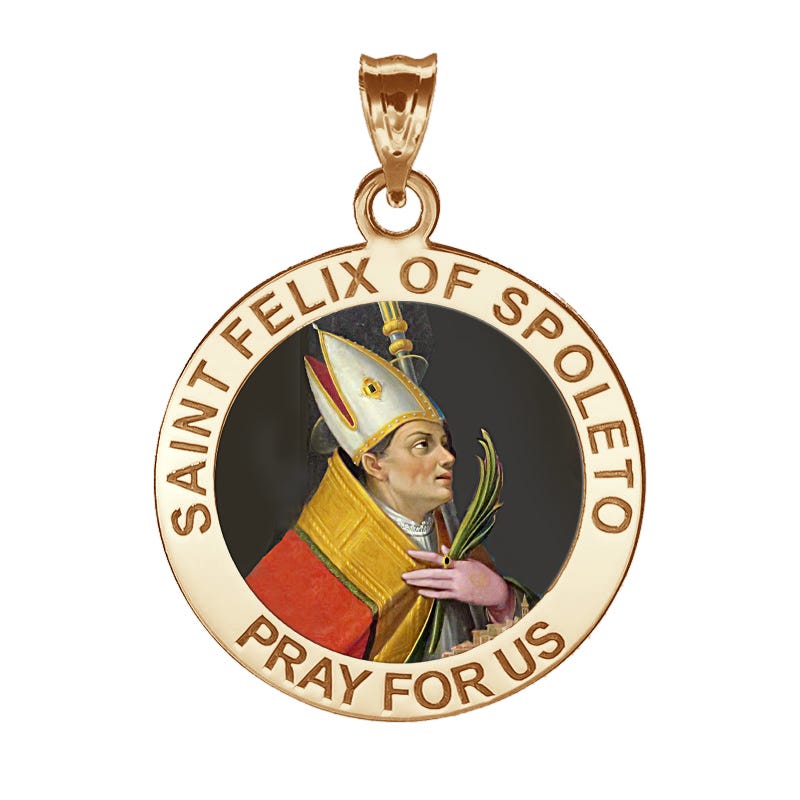 Saint Felix of Spoleto Round COLOR Religious Medal  "EXCLUSIVE"
