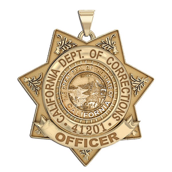 Personalized California Department of Corrections Badge w/ Rank and Number