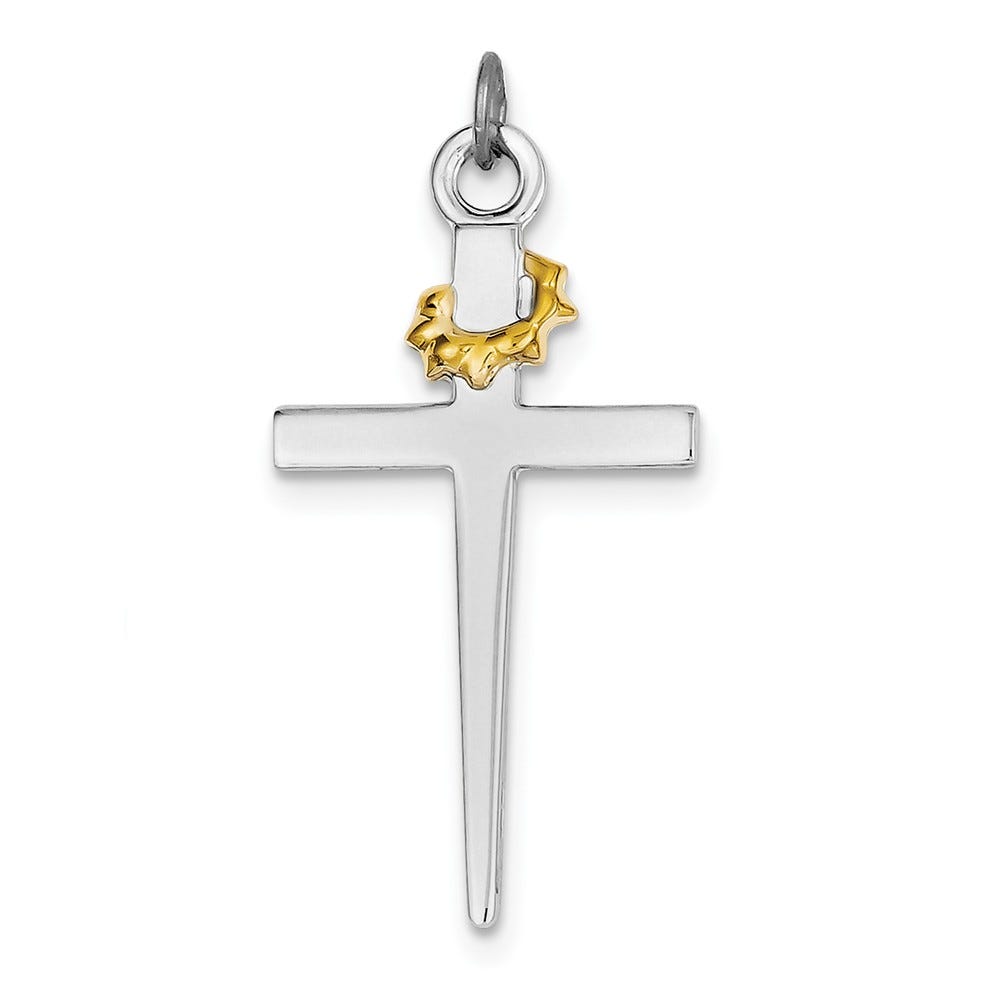 Sterling Silver Rhodium-plated & 18k Gold-plated Cross Pendant