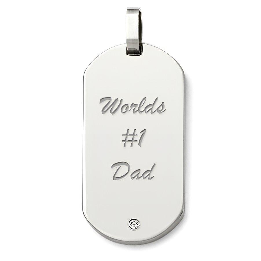 Engravable Stainless Steel Dog Tag with 24" Stainless Steel Bead Chain - Stainless Steel Dogtag
