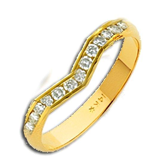 14k Yellow AA Diamond Wedding Band
