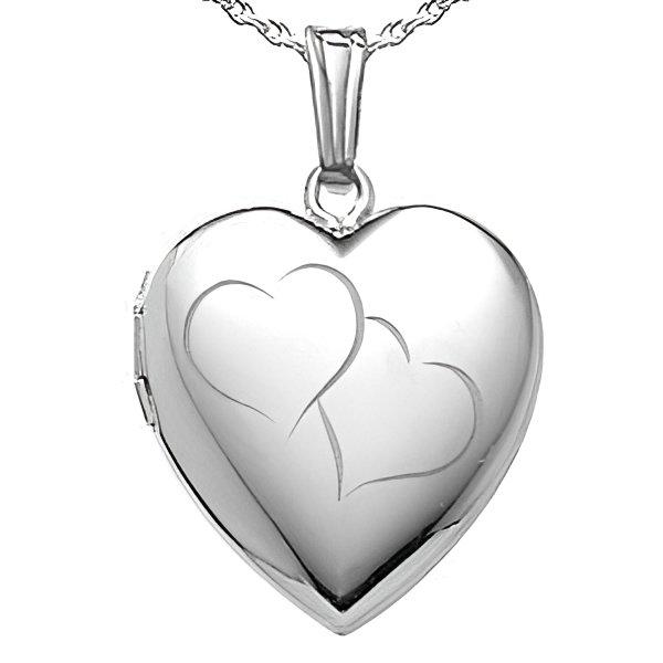 Silver Double Heart Photo Locket