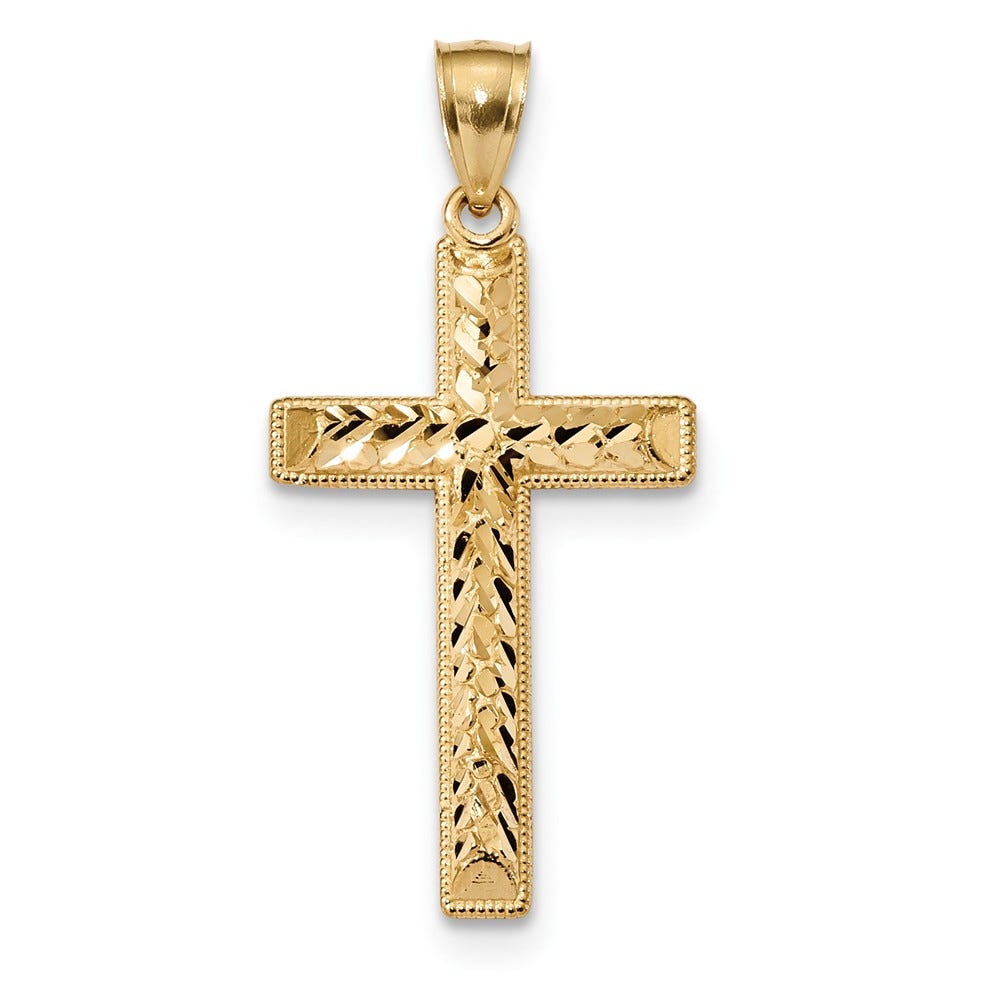 14k Diamond-cut Latin Cross Pendant