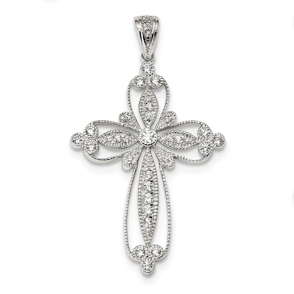 Sterling Silver CZ Filigree Cross Pendant