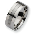 Stainless Steel Flat 8mm Satin and Polished Wedding Band