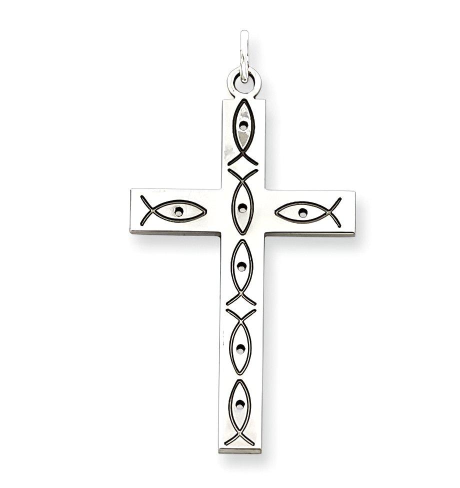 Sterling Silver Laser Designed Cross Pendant