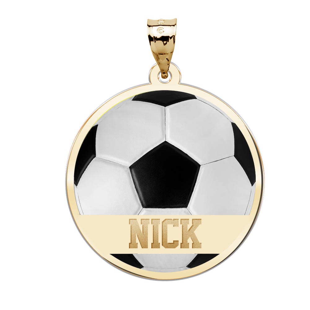 Color Enameled Soccer Pendant with Name