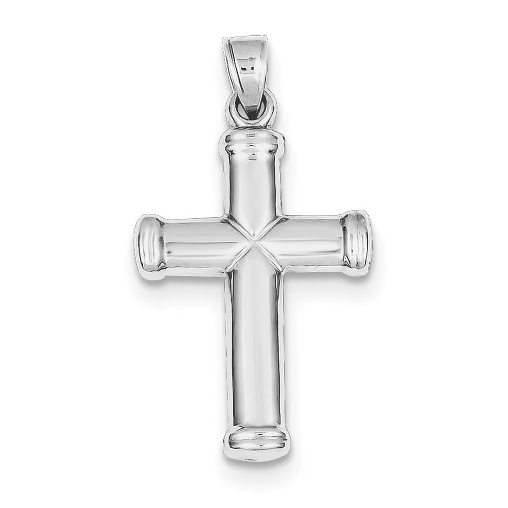Sterling Silver Rhodium-plated Hollow Reversible Cross Pendant