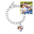 Sterling Silver Tiffany Style Photo Bracelet W/ Toggle Lock