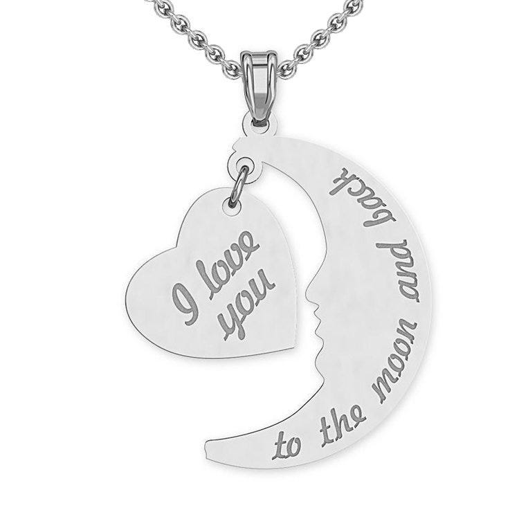 "I Love You to the Moon and Back" Dangle Pendant With 16 Inch Chain
