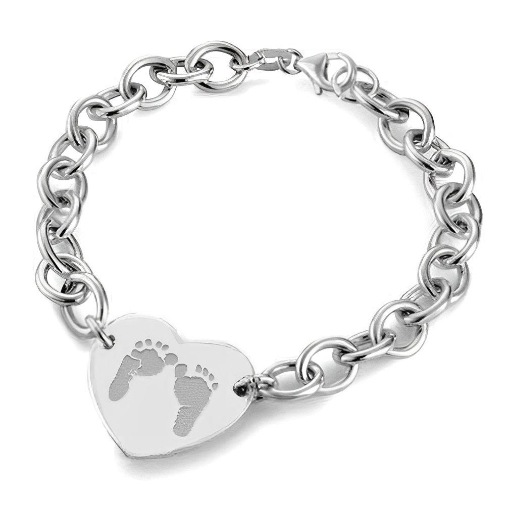 14k Yellow Gold Custom Footprint Heart Bracelet