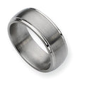 Titanium Ridged Edge 8mm Brushed and Polished Wedding Band
