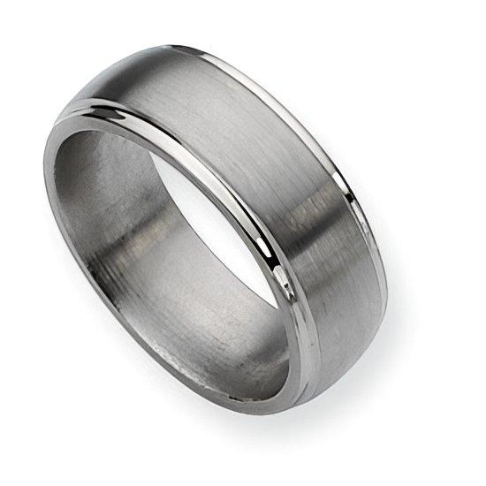 Titanium Ridged Edge 8mm Brushed and Polished Wedding Band