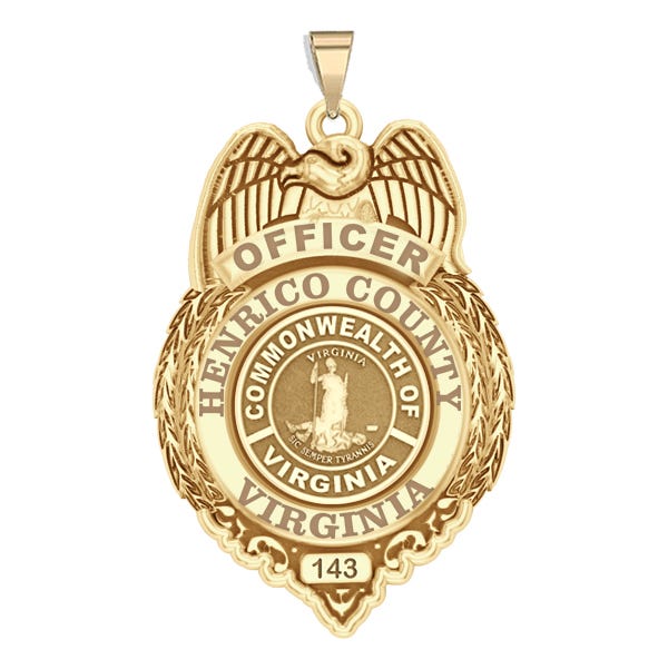 Personalized Henrico Virginia Police Badge with Your Rank and Number