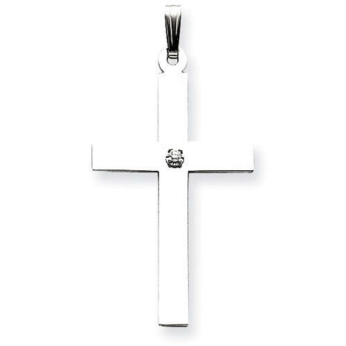 14k White Gold .03ct. Diamond Cross Pendant