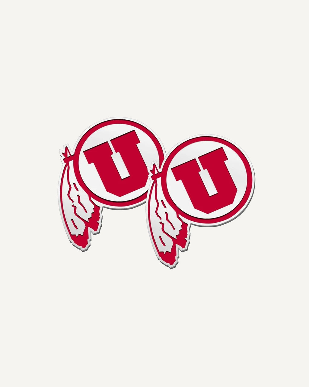 Pair of University of Utah Color Enamel Feathered U Cuff Links