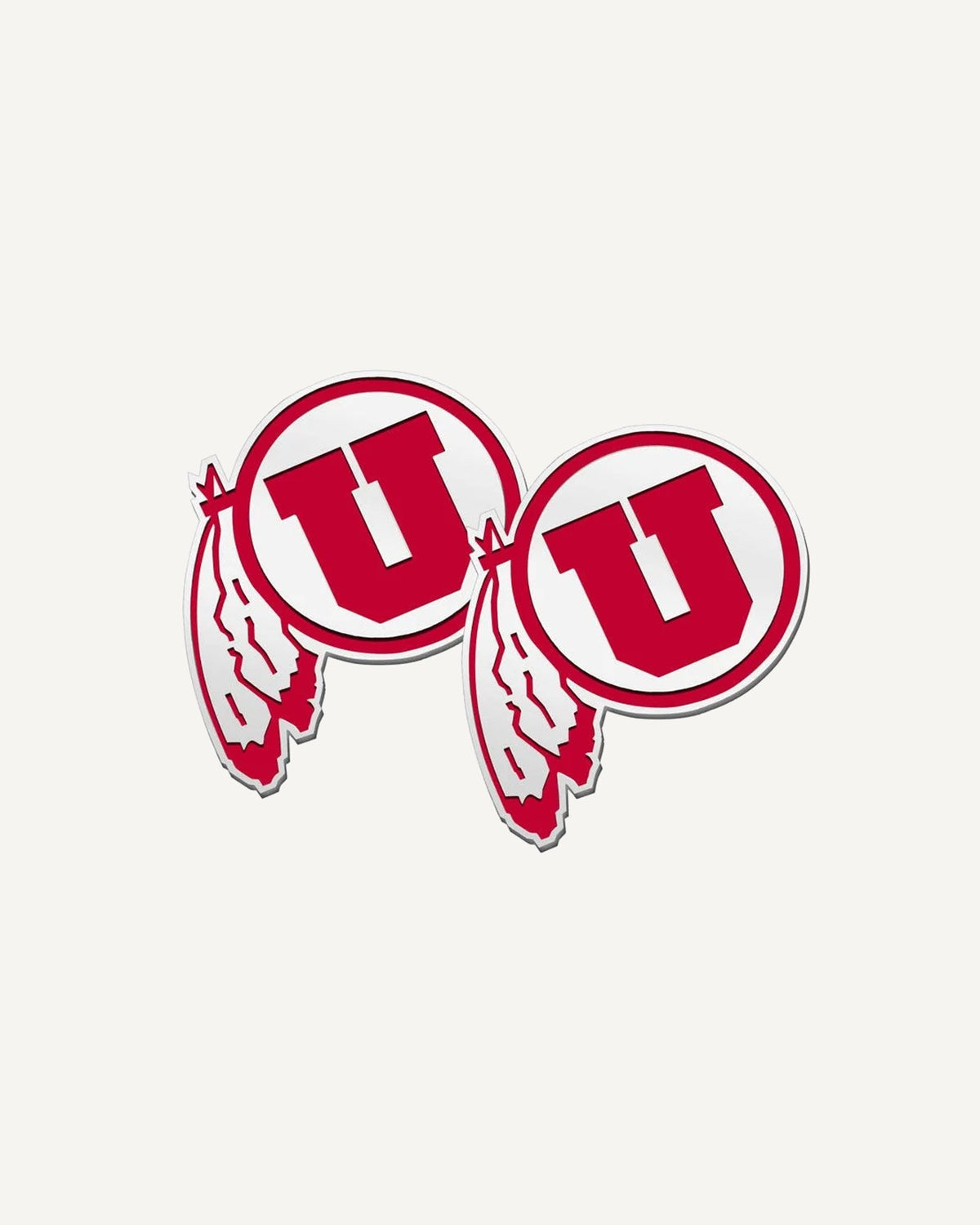 Pair of University of Utah Color Enamel Feathered U Cuff Links