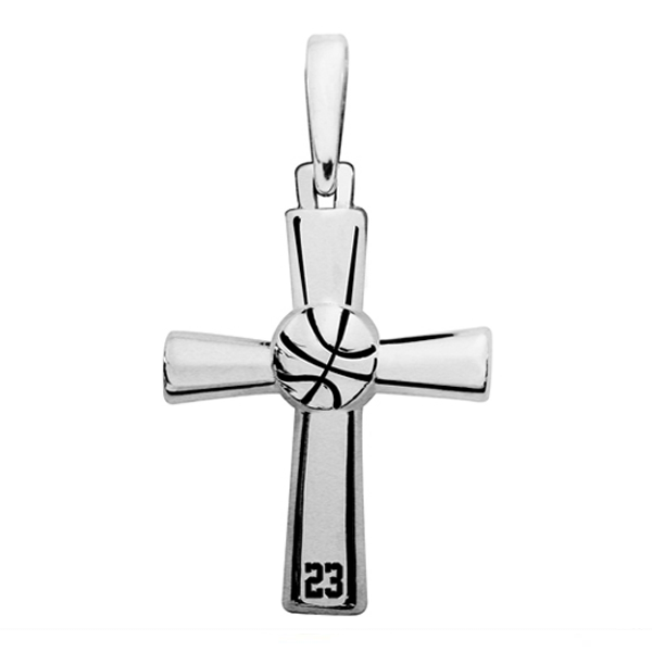 High Polished Basketball Cross w/ Number