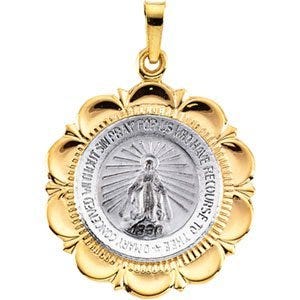 14K White and Yellow Gold (two tone) Miraculous Medal