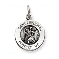 Sterling Silver Antiqued Round Saint Christopher Medal