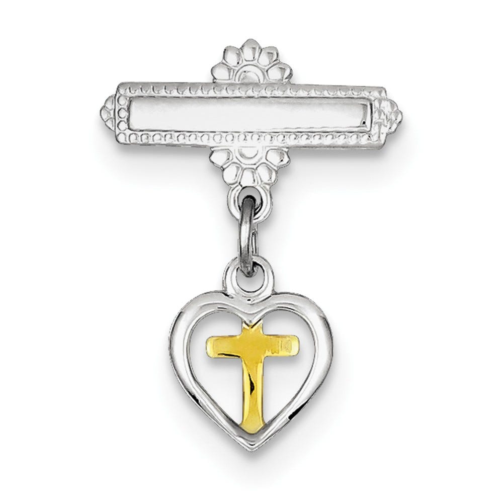 Sterling Silver Rhodium-plated & Vermeil Cross Pin