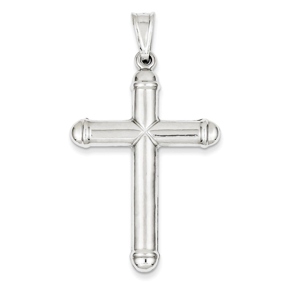 14k White Gold Hollow Cross Pendant