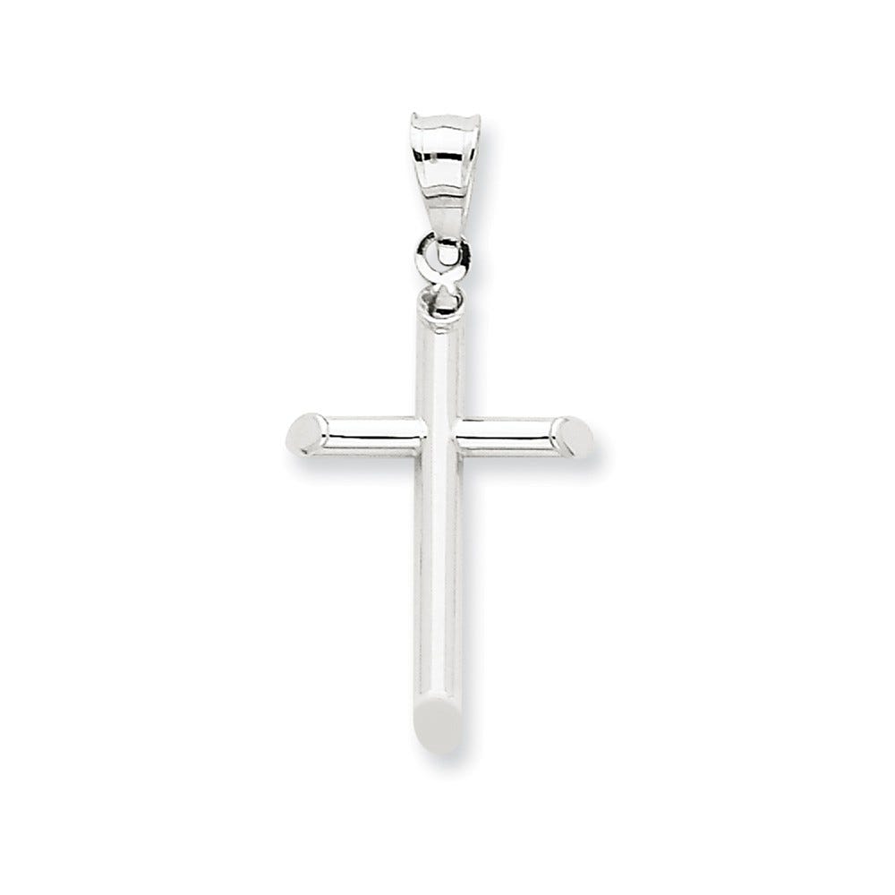14k White Gold Hollow Cross Pendant