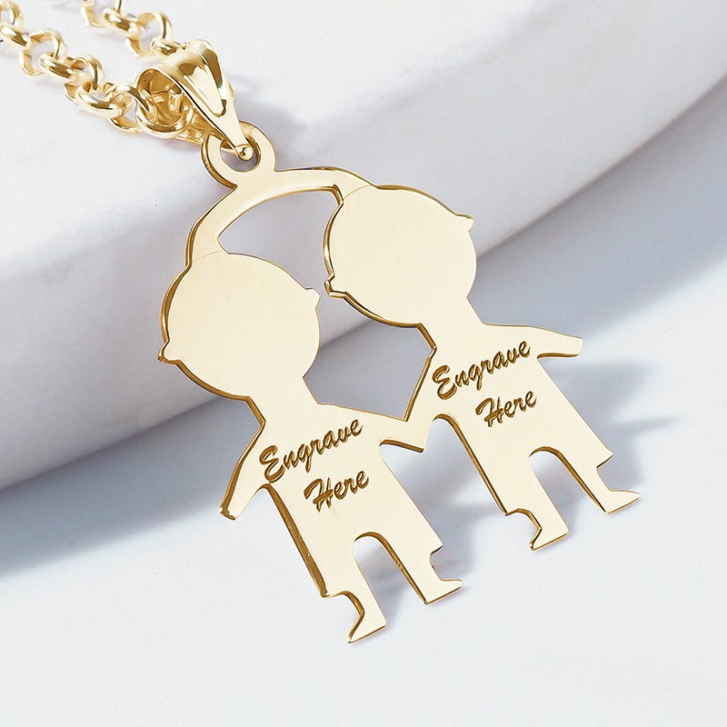 Engravable Two Boys Pendant or Charm