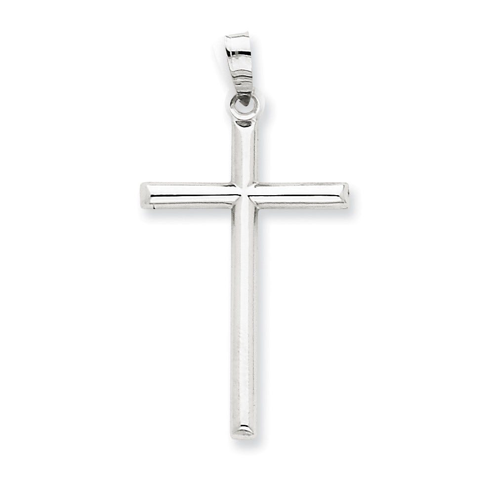 14k White Gold Hollow Cross Pendant