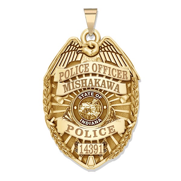 Personalized Indiana Police Badge with Your Name, Rank, Number & Department
