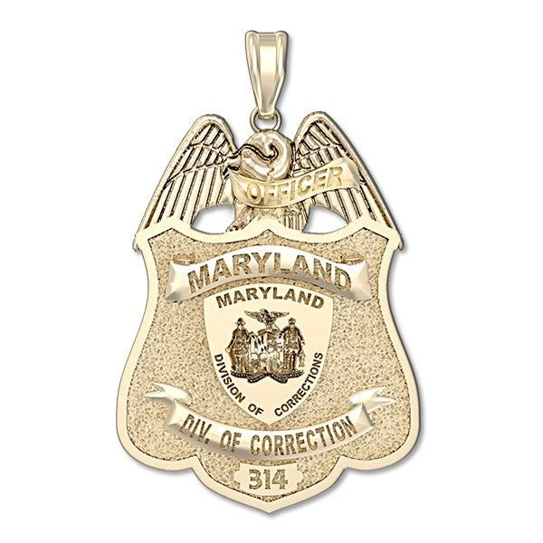 Personalized Maryland Corrections Officer Police Badge with Badge Number