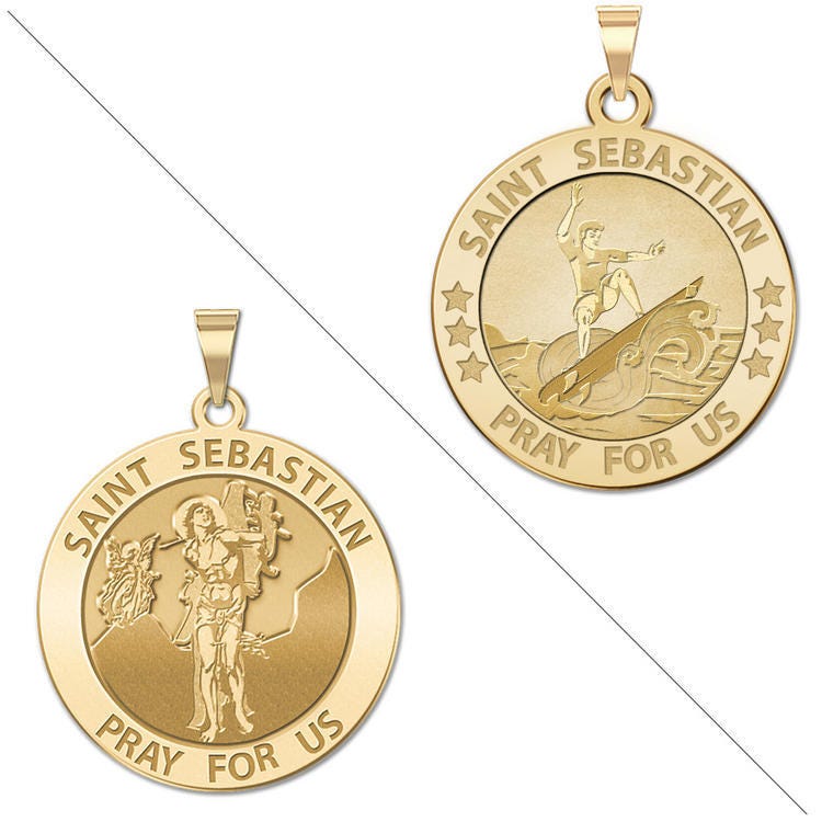 Surfer - Saint Sebastian Doubledside Sports Religious Medal "EXCLUSIVE"
