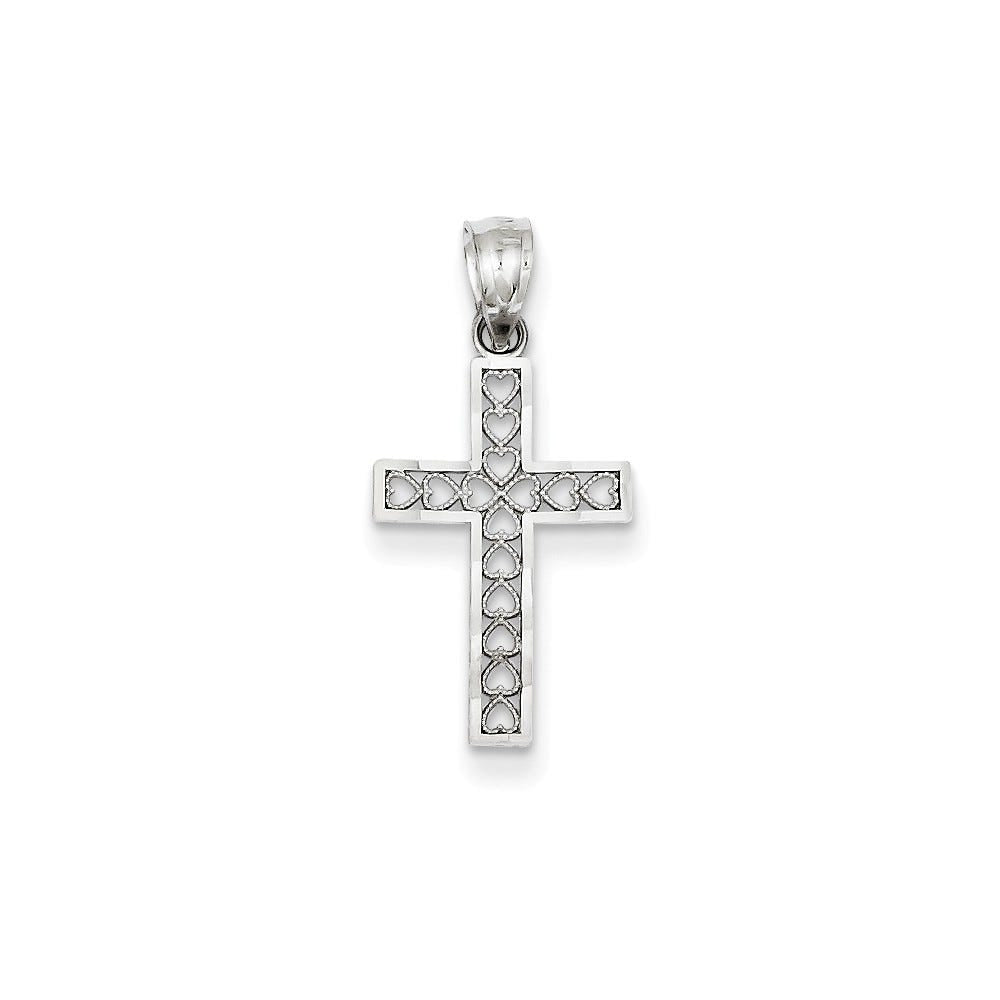 14k White Gold Cross Pendant