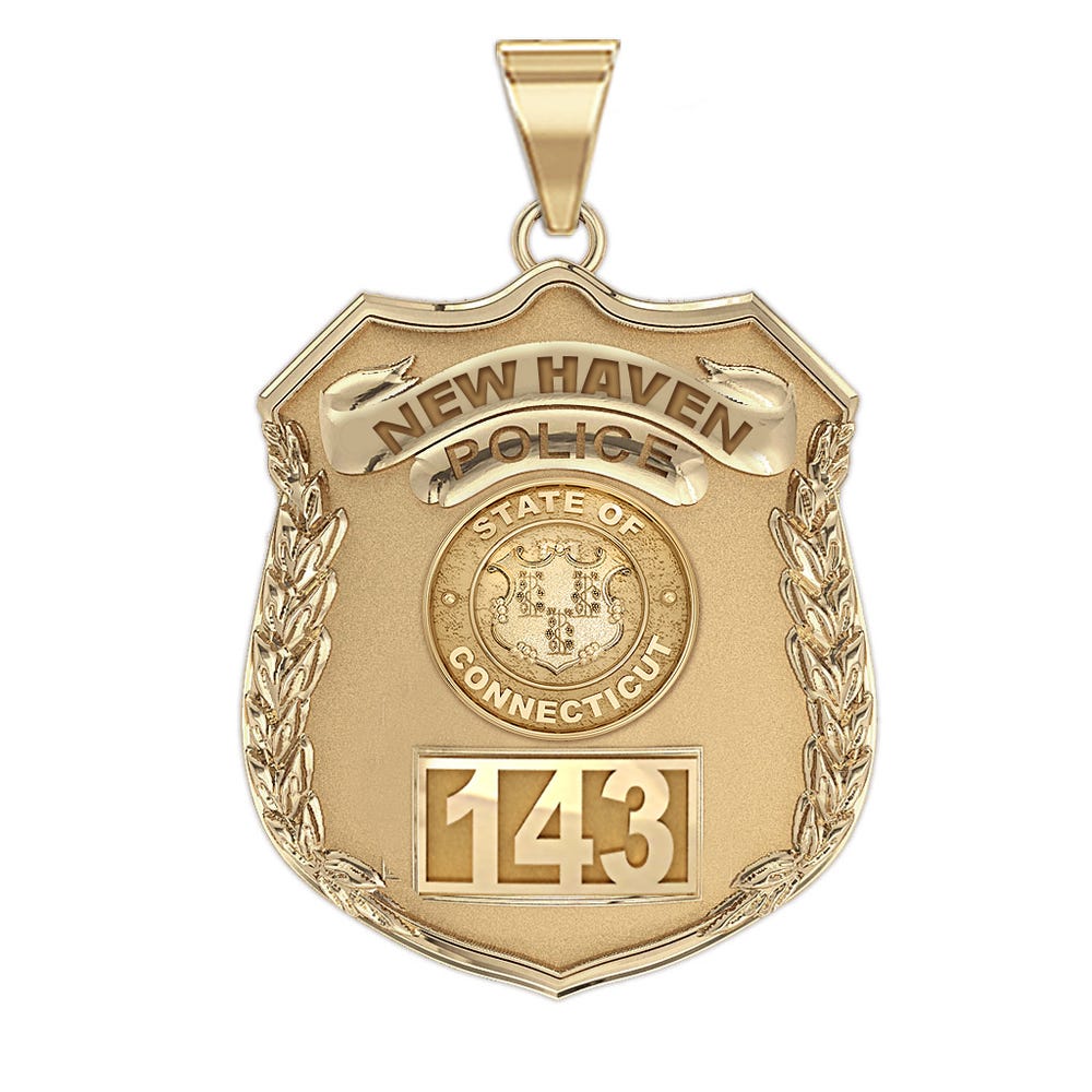 Personalized Connecticut Police Badge with Your, Number & Department