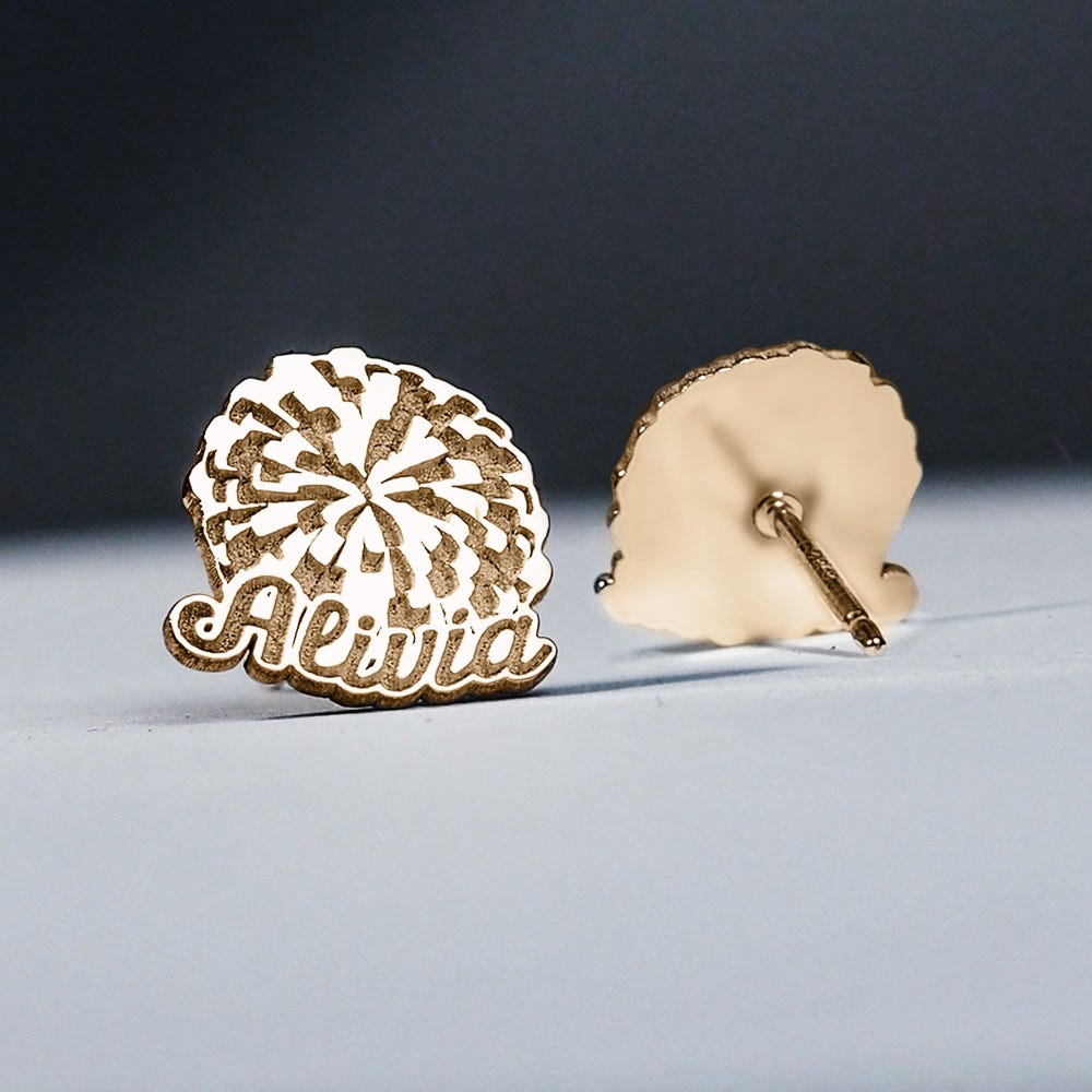 Personalized Cheerleader Pom-Pom Earrings