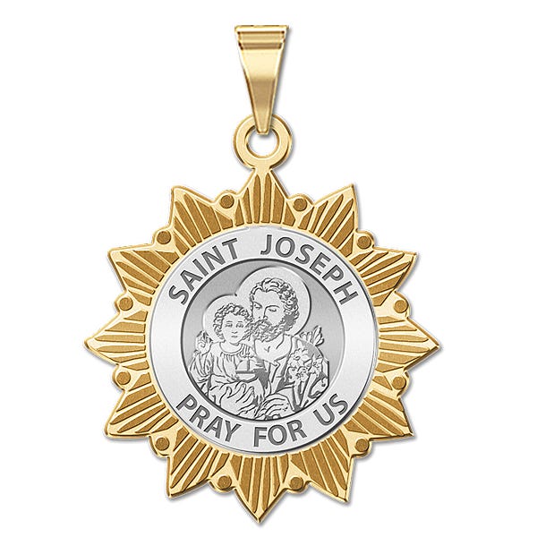 Saint Joseph Two-Tone Sun Border Religious Medal