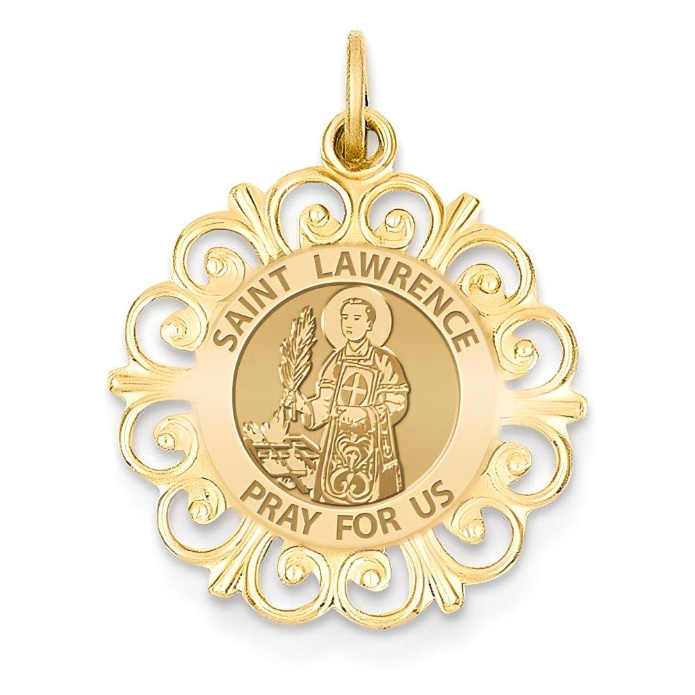 Saint Lawrence of Rome Round Filigree Religious Medal