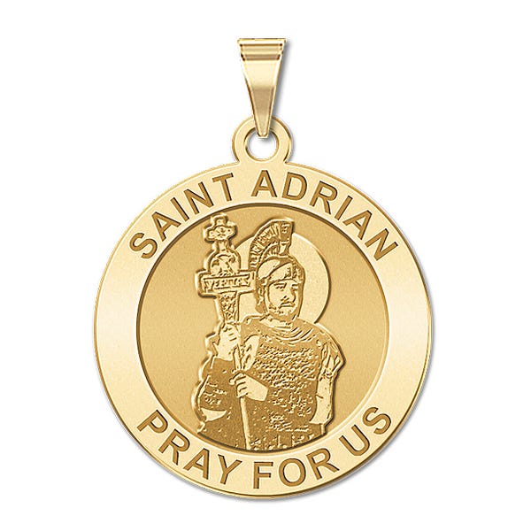 Saint Adrian Round Religious Medal - "EXCLUSIVE"