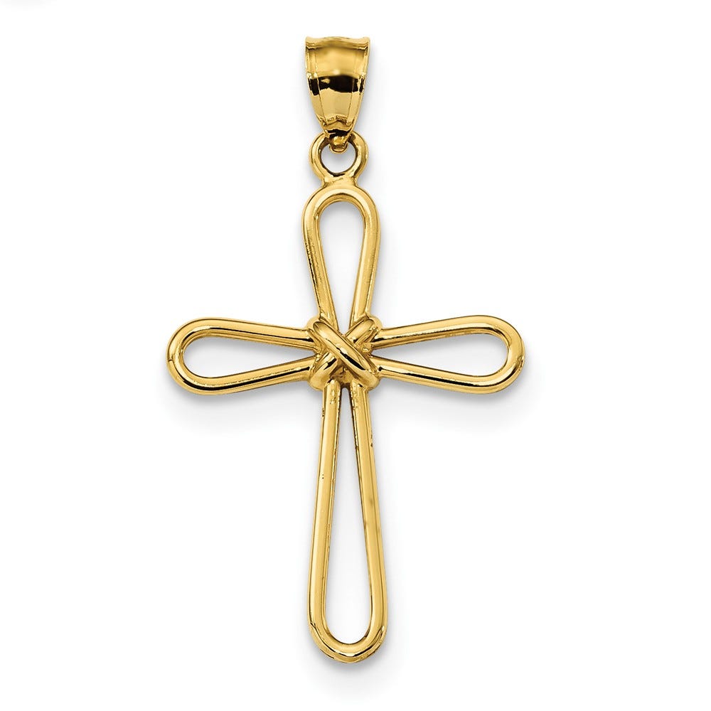 14k Polished Rounded Cross w/-X- Center Pendant