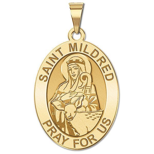 Saint Mildred Oval Religious Medal "EXCLUSIVE"